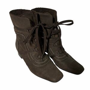 Brown Lace-Up Ankle Boots